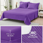HYMOKEGE Dark Purple Queen Comforter Set Seersucker 7 Pieces, All Season Luxury Bed in a Bag Queen for Bedroom, Bedding Set with Comforter, Sheets, Pillowcases & Shams