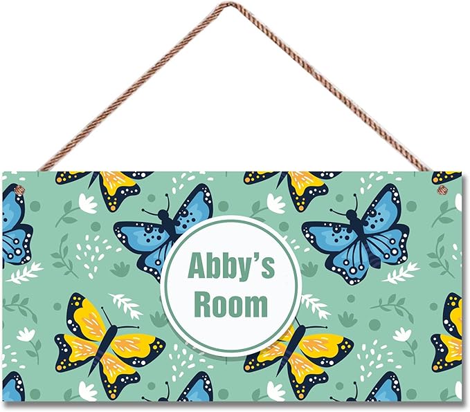 Personalized Sign Butterfly Theme Wall Art Decor For Kids Room Custom Name Door Décor For Little Man Cave Nursery Beautiful Art Plate For Girls Bedroom Boys Room