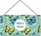Personalized Sign Butterfly Theme Wall Art Decor For Kids Room Custom Name Door Décor For Little Man Cave Nursery Beautiful Art Plate For Girls Bedroom Boys Room