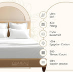 800 Thread Count Egyptian Cotton Sheets Queen Sheet Set Deep Pocket,100% Cotton Bed Sheets Queen Size Set, No Pill Soft & Comfy Naturally Cool Breathable Elasticated Sheet & Pillowcase Sets- Chocolate