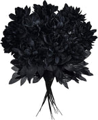 Artflower 10 Pack Artificial Silk Dahlia Bouquet with Long Stem, 16” Black Fake Flower Floral Arrangements Wedding Bridal Bouquet for Halloween Harvest Festival Table Centerpieces Home Decor