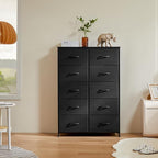 DUMOS Dresser for Bedroom, 10 Storage Drawers, Wide Fabric Closet Chests Organizer Tower Furniture with Wooden Top Metal Frame for Clothes, Guest Room, Living Room, Hallway, Entryway