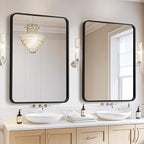 USHOWER 2-Pack Black Bathroom Mirrors Over Sink 22 x 30 Inch, Metal Frame Rectangle Mirror, Modern Farmhouse Vanity Mirror, Wall Mounted for Bedroom, Living Room, Entryway Remodel & Upgrade