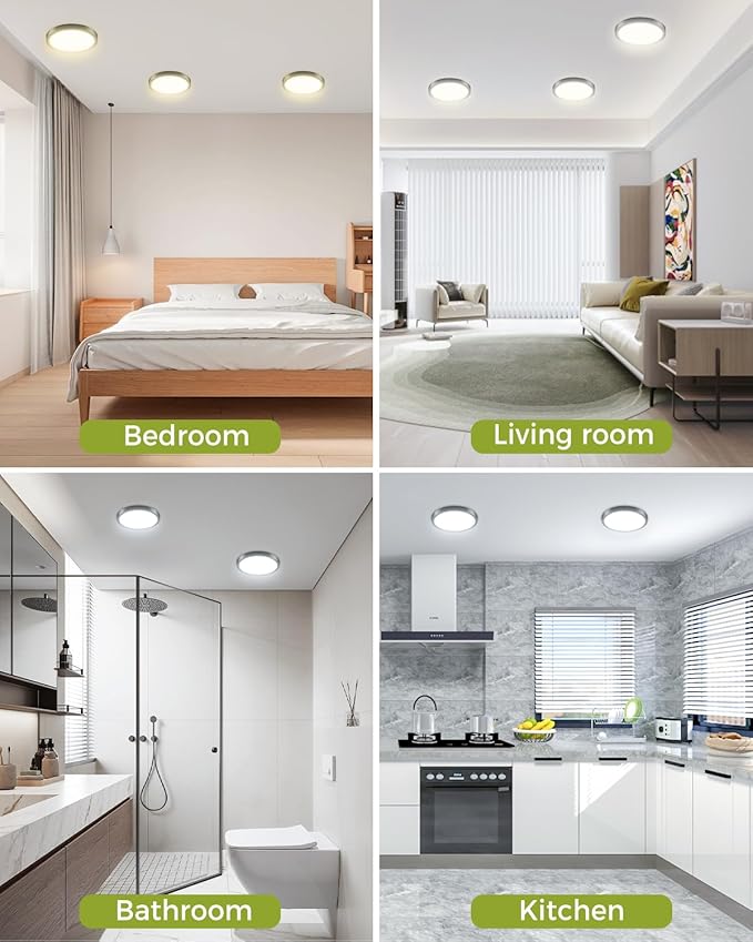 hepside 2Pack Dimmable Flush Mount Ceiling Light Fixture Black, 3CCT Selectable 3000/4000/6500K Ceiling Lamp, 7.5INCH 15W 1500LM Low Profile Light for Bedroom, Kitchen, Bathroom, Hallway
