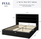 Allewie Full Size Velvet Lift Up Storage Bed, Modern Wingback Headboard, Hydraulic Support, No Box Spring Needed, Black