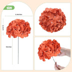 AVIVIHO 65pcs Burnt Orange Hydrangea Artificial Flowers Bulk (Not Squished) Realistic e Fake Hydrangeas Silk Flowers with Stems for Home,Weddings,Party Table Centerpieces,Arch,Florals Decorations
