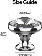 Alzassbg 10 Pack Clear Crystal with Matt Black Base Cabinet Knobs, 1-3/8 Inch (35mm) Diameter Cabinet Hardware Round Crystal Knobs for Drawers AL1011