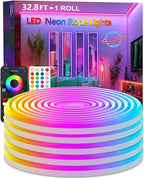 32.8FT RGB Rope Lights,Flexible Led Neon Light Control with App/Remote,Multiple Modes,IP67 Outdoor Waterproof,Music Sync Strip for Bedroom