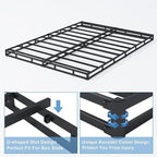 4 Inch Box Spring for Queen Bed Base, Low Profile Metal Queen Size Box Spring with Fabric Cover, 3000 Lbs Max Weight Capacity Mattress Foundation, Noise-Free, Easy Assembly