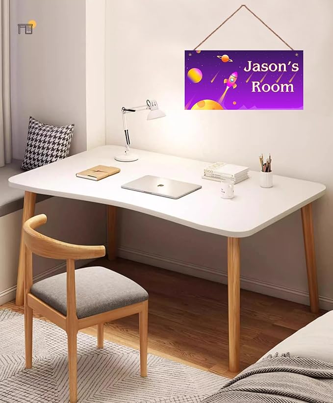 Personalized Sign Outer Space Theme Wall Art Decor For Kids Room Custom Name Universe Star Door Décor For Little Man Cave, Rocket Nursery Art Plate For Boys Room Girls Bedroom