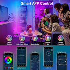 Corner Floor Lamp - Smart RGB LED Corner Lamp with App and Remote Control, 16 Million Colors & 68+ Scene, Music Sync, Timer Setting - Ideal for Living Rooms, Bedrooms, and Gaming Rooms