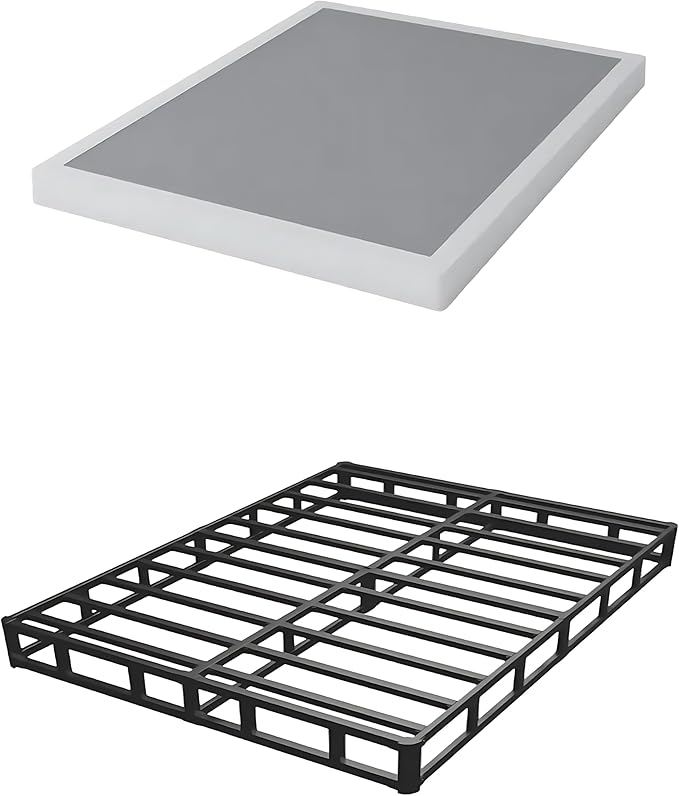 4 Inch Box Spring for Queen Bed Base, Low Profile Metal Queen Size Box Spring with Fabric Cover, 3000 Lbs Max Weight Capacity Mattress Foundation, Noise-Free, Easy Assembly