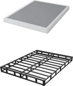4 Inch Box Spring for Queen Bed Base, Low Profile Metal Queen Size Box Spring with Fabric Cover, 3000 Lbs Max Weight Capacity Mattress Foundation, Noise-Free, Easy Assembly