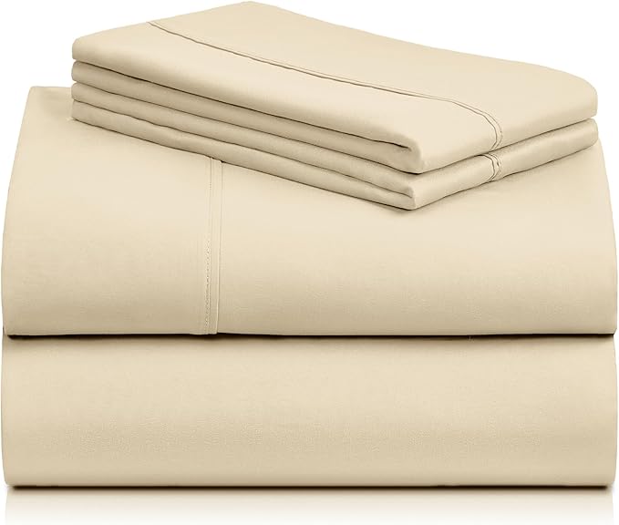 LuxClub Twin XL Sheets - Soft Kids Twin Bed Sheets for Boys and Girls, 3 PC Deep Pockets Wrinkle Free Kids Fitted Sheets Machine Washable Hotel Bedding Silky Soft- Cream Twin XL