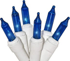 612 Vermont 50 Blue Christmas Lights on a White Wire String, UL Approved, Indoor and Outdoor Use, 9 Foot of Lighted Length, 11 Foot of Total Length