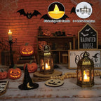 8Pcs 5-inch Mini Lanterns Centerpieces for Table, Baby Shower Decorations, Vintage Small Lantern for Halloween Decorations, Party Lights for Enchanted Forest Decorations, Wedding Decor, Brushed Brass