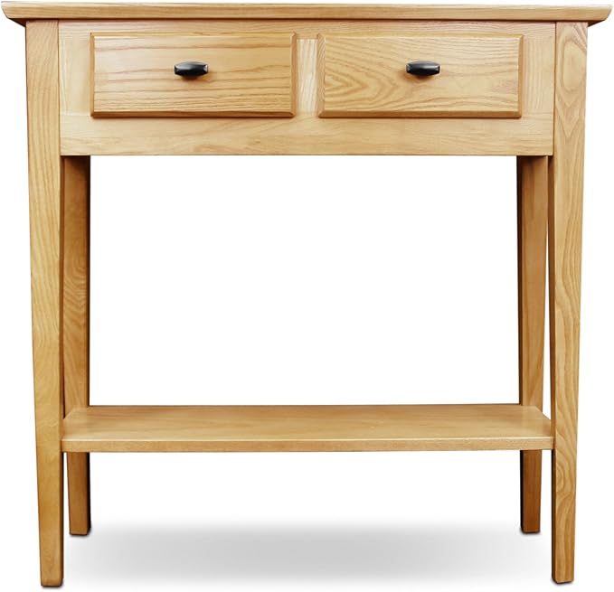 30 in. Solid Wood Hall Entryway Console Sofa Table with Shelf and Two Drawers, Desert Sand Natural Brown – Leick Home, 10075-DS