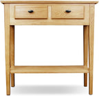 30 in. Solid Wood Hall Entryway Console Sofa Table with Shelf and Two Drawers, Desert Sand Natural Brown – Leick Home, 10075-DS