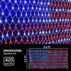 HYH American Flag Lights Outdoor Solar String Lights with 420 Super Bright LED Waterproof Flag Net Light of The United States for Yard,Garden,Festival,Holiday,4th of July,Independence Day Decoration