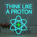 Think Like a Proton Neon Sign – Dimmable LED Wall Light with USB Power, 5V/2A – Science-Themed Room Decor for Kids, Students, Dorms, Offices, and Gift Ideas