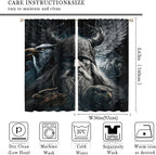Fantasy Norse Viking Curtains for Bedroom - Cool Gothic Vintage Vikings Mystical Symbol Eagle Window Treatment,Energy Saving Thermal Insulated Rod Pocket Bedroom Blackout Curtains 2 Panels 63L x 36W