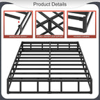 10 Inch High Profile Full Size Box Spring Heavy Duty Metal Box Spring Full Size with Fabric Cover, Sturdy Mattress Foundation, Easy Assembly, Noise Free, Black