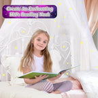 South to East Bed Canopy for Girls with Glowing Stars, Princess Canopy Bed Curtains for Kids, Starry Net Canopy for Girls Room Decor, Kids Bed Canopy for Single, Twin, Full, Queen Size Bed