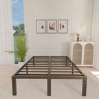 ALDRICH 14 Inch Metal Full Size Bed Frame - Double Black Basic Steel Slats Platform, Easy Assembly Heavy Duty Noise Free Bedframes, No Box Spring Needed