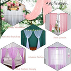 Akiky Ivory Canopy Bed Curtains with Lights 8 Panel Canopy Curtains Drapes for Twin Size Bed Large Rod Pocket Sheer Canopy Bed Drapes