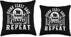 Viking Drink Feast Raid Repeat Vikings Lover Scandinavian Wa Throw Pillow