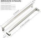 Cabinet Pulls Brushed Nickel Cabinet Handles Square Drawer Pulls, 5 Pack 12-3/5 Inch Stainless Steel Kitchen Door Cupboard Cabinet Handles, Cabinet Hardware Drawer Handles, 320mm Hole Centers