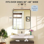32×36 Bathroom Mirror for Vanity - Rustproof Framed Wall Mirror with Explosion-Proof Tempered-Glass & Rounded Corners for Over Sink, Bedroom, Entryway, Modern Matte Frame, Horizontal/Vertical