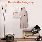 Coat Rack Wall Mount, Coat Hook Wall Mount, Wall Hooks for Hanging, Hat Rack for Walls, Coats Hanger with 12 Hook, Towel Hooks for Bathrooms (1 Pack, Silver)