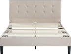 ZINUS Ibidun Upholstered Platform Bed Frame, Mattress Foundation, Wood Slat Support, No Box Spring Needed, Eco Friendly WonderBox (TM), Easy Assembly, Soft Beige, King