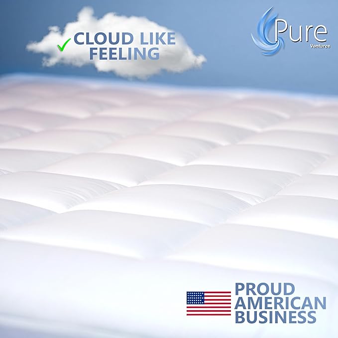 Full Mattress Topper & Mattress Pad Protector in One Quality Plush Luxury Down Alternative Pillow Top Make Your Bed Luxurious 18" Deep Pockets White