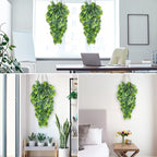 RECUTMS Artificial Hanging Plants 2 Pack, Fake Monstera Leaves Ivy Vine Faux Greenery UV Resistant Outdoor Tropical Palm Leaf Plant for Garden Home Jungle Hawaiian Luau Party Spring Summer Décor