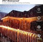JMEXSUSS 100 LED Battery Operated Rope Lights Outdoor Waterproof, 33ft 8 Modes Battery Powered String Lights with Remote Outdoor for Trampoline Camping Tent Patio Garden Christmas Decor (Warm White)
