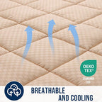 OLANLY Twin XL Quilted Fitted Mattress Pad – Soft Pillow Top Mattress Topper, Down Alternative Fill, Cooling Comfort Breathable Mattress Cover, Machine Washable Deep Pocket Mattress Protector, Beige