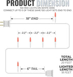 612 Vermont 100 Red Christmas Lights on a White Wire String, UL Approved, Indoor and Outdoor Use, 18’ of Lighted Length, 20’ of Total Length