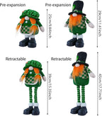 Standing St.Patrick's Day Gnome Plush Doll with Retractable Legs Nordic Scandinavian Swedish Dwarf Gnome Figurines Wearing Glitter Clothes & Black Boots Lucky Green Shamrock Irish Table Decor (2PCS)
