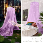 Jeteventy Bed Canopy for Girls, Princess Bed Curtain Net for Single to King Size,Bedroom Decoration of Round Lace Dome with Stainless Steel Hook,Quick Easy Installation (Purple)