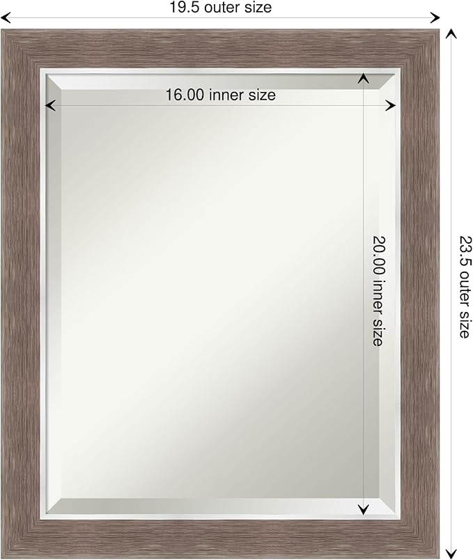Amanti Art Brown Bathroom Mirror for Over Sink, 23x19 Noble Mocha Rectangle Vanity Mirror, Small Casual Frame, Hangs Horizonally and Vertically, Bathroom Wall Decor, Beveled Edge
