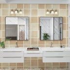 36x36 Square Bathroom Framed Mirror for Wall, Brushed Bronze Metal Bathroom Vanity Mirror, Rounded Rectangle Mirror, Anti-Rust, Tempered Shatterproof (Horizontal/Vertical)