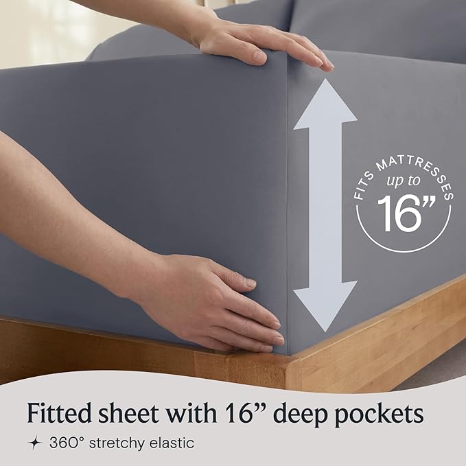 LuxClub Twin Sheets - Soft Kids Bed for Boys and Girls, 3 PC Deep Pockets Wrinkle Free Fitted Machine Washable Hotel Bedding Silky Soft- Light Grey