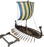 Ebros Gift Scandinavian Viking Norseman Dragon Gokstad Longship Model Ship Boat Resin Sculpture with Display Base Stand War Vessel Battle Ships Prototype Figurine
