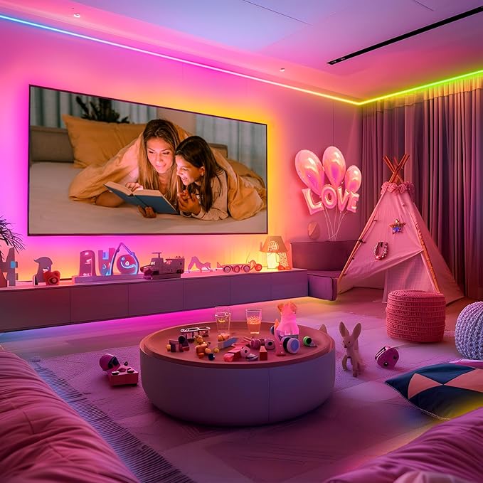 65.6ft Led Lights for Bedroom Music Sync Color Changing Led Strip Lights IC+RGB with Remote App Control Led Strip, Led Lights for Room Home Kitchen Decor Party