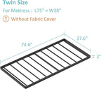 Twin Box Spring Bed Base 2 Inch, Low Profile Metal Boxspring Twin Bunkie Board 2 Inch, 2000 Lbs Max Weight Capacity Mattress Foundation, Noise-Free, Easy Assembly