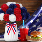 36 Pcs Artificial Chrysanthemums Flowers Patriotic Flowers Decor 4th of July Fake Silk Flowers Bouquet for Home Decor Indoor Memorial Day Table Centerpiece (Red, White, Blue)