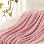 Exclusivo Mezcla Fleece Bed Blanket Twin Size, Super Soft and Warm Blankets for Couch, Sofa and Bed Waffle Textured, Cozy, Fuzzy and Lightweight (Dusty Pink, 60x80 inches)