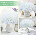 AVIVIHO Hydrangea Artificial Flowers Bulk (Not Squished,Realistic) 10pcs White Fake Hydrangeas Silk Flowers with Stems for Home Wedding Party Table DIY Project Floral Bouquet Garlands Decoration